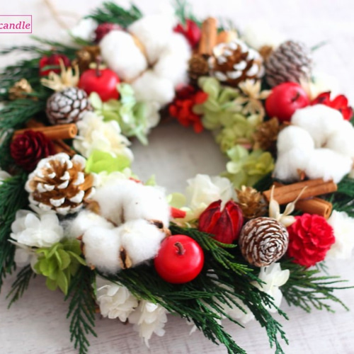 ドライフラワー＊クリスマスリース クリスマス輸入リースLサイズ クリスマスリース 玄関 クリスマス
