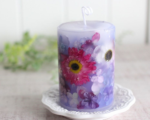 フローラルキャンドル（ピンク・紫）2個セット 0_c70fcbe0441f36be50cfc2102677