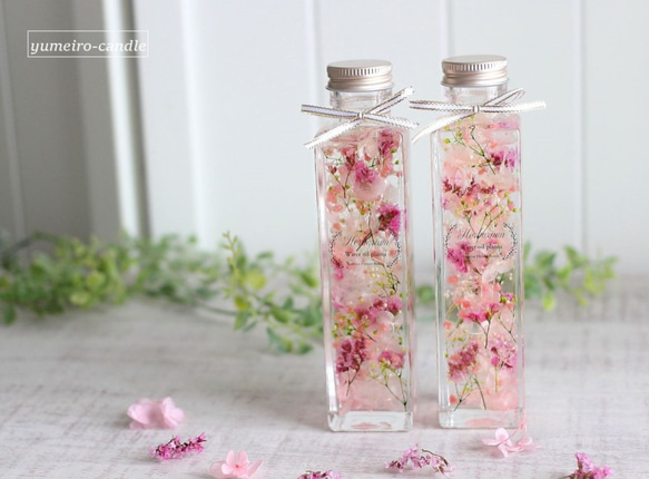 春色ハーバリウム M（さくらピンク) 誕生日・結婚祝い・お供え・母の日  