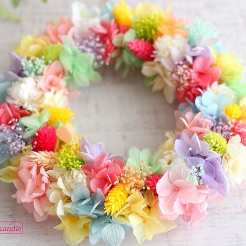 ② プリンセスカラー カラフル フラワーリース ② プリンセスカラー カラフル フラワーリース