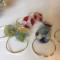 アジサイフープピアス、イヤリング 3枚目の画像