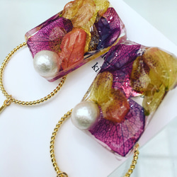 アジサイスクエアピアス、イヤリング 4枚目の画像