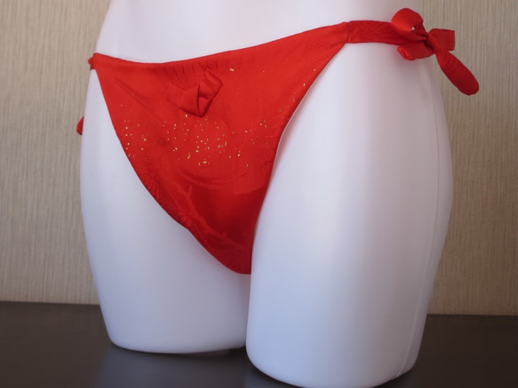 日本の美 シルク ランジェリー 鶴 kimono ふんどしパンツ ショーツ 赤