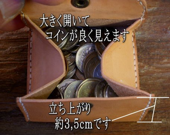 コインが良く見えるボックススクェアコインケース、小銭の出し入れが楽な小銭要れ 5枚目の画像