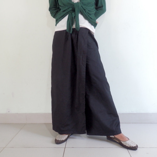 新品】巻きスカート風 ラップパンツ JPブラック 92cm丈 D424-4 巻き