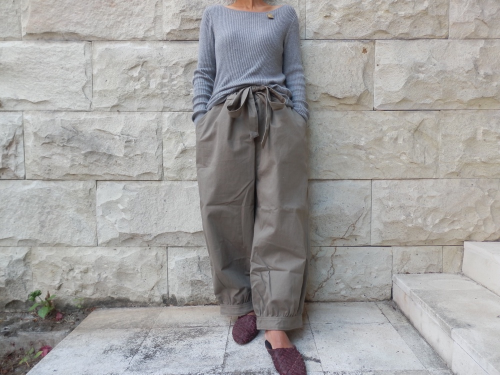 ウエストリボン/バルーンパンツ《モスグレー》