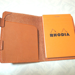 【送料無料】RHODIA （ロディア）No.12 用。メモ帳カバー、ペン差し付き 1枚目の画像