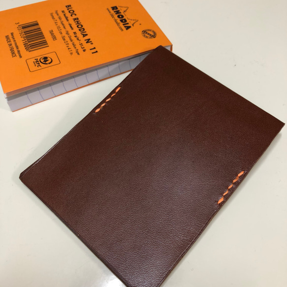 ロディア(RHODIA)No.11用。本革(ヌメ革)メモ帳カバー【送料無料】 1枚目の画像