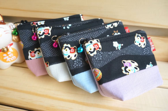 20%off   貓德雷--日式鋪棉小零錢包- 招財貓-黑/粉紫 第6張的照片