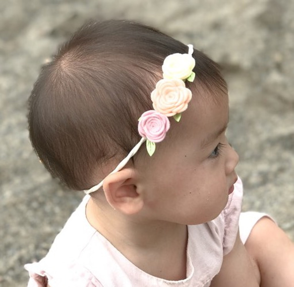 ベビー ローズヘアバンド 新生児から ヘッドバンド 3枚目の画像