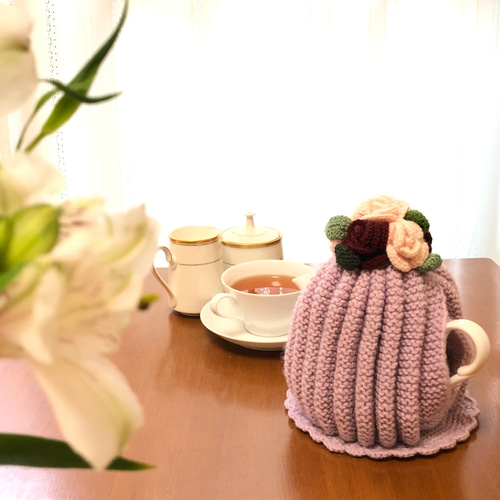 ティーポットカバー(ティーコゼー)&ポットマット(ラベンダー) ポット