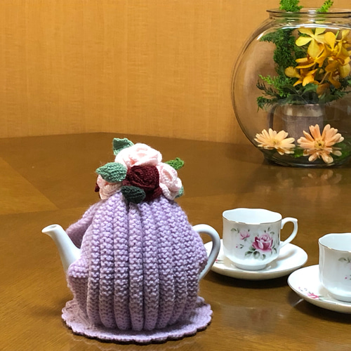 ティーポットカバー(ティーコゼー)&ポットマット(ラベンダー) ポット