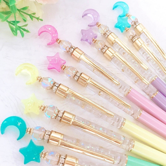 ゆめかわ♡魔法少女ボールペン【Magical Wish☆Pen】イエロー・月/レジン ゆめかわいい 5枚目の画像