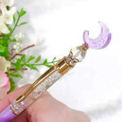 ゆめかわ♡魔法少女ボールペン【Magical Wish☆Pen】パープル・月/レジン ゆめかわいい 2枚目の画像