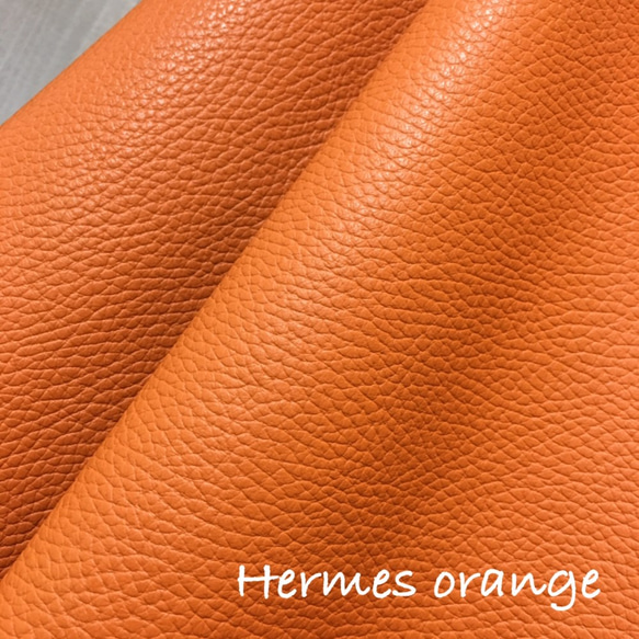 (再販）カルトナージュ用　薄革イタリアンレザー　(Hermes orange)　36cm×36cm 1枚目の画像