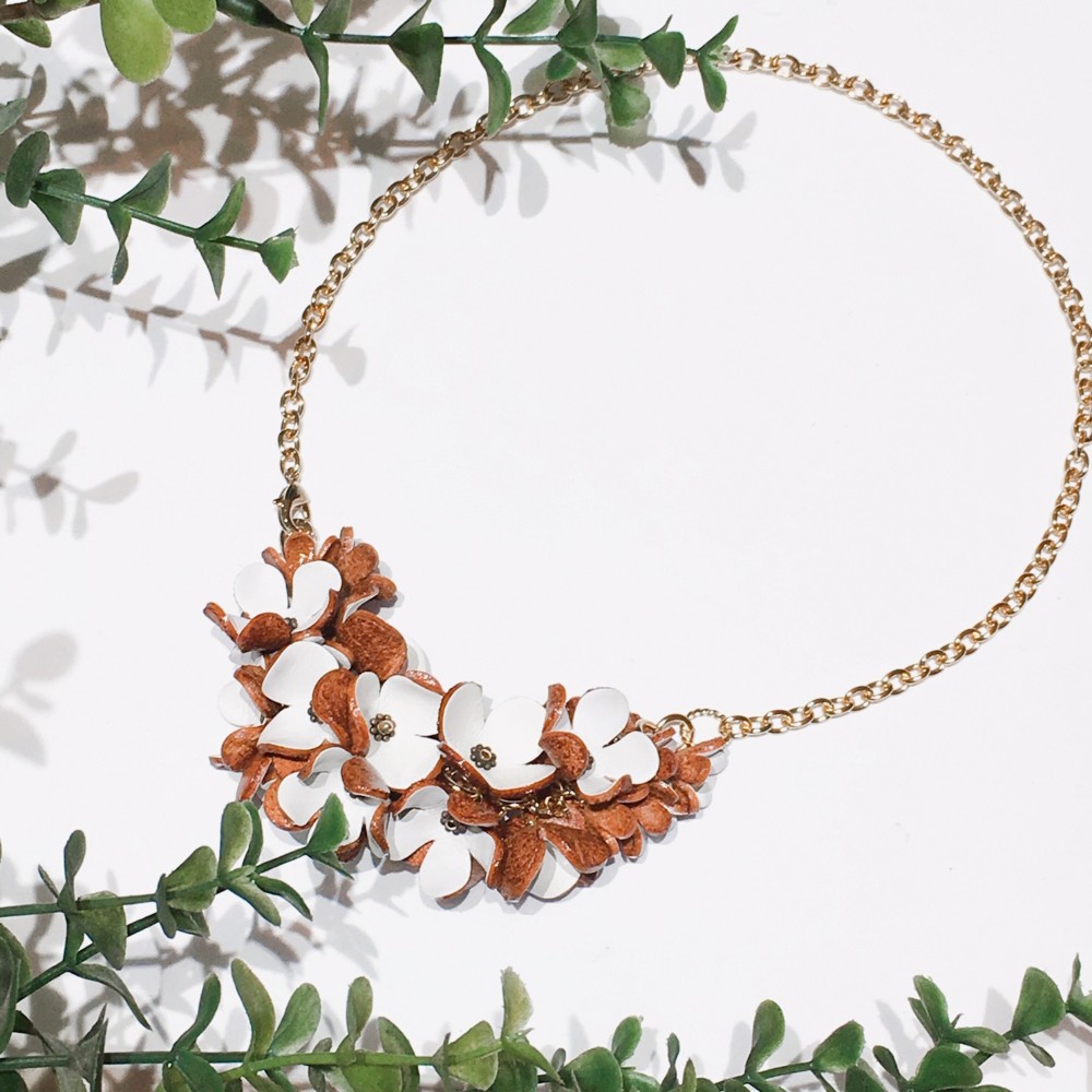 【キット】バッグチャームにもなるプルメリアネックレス(ホワイト）