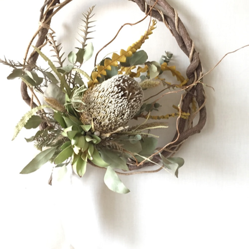 バンクシアのリース ドライフラワー hanamame 通販 9273925｜Creema