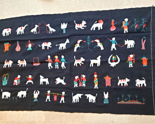 一点物インドミャンマー、チン族ナガ族手刺繍ゆるいエスニックマル  