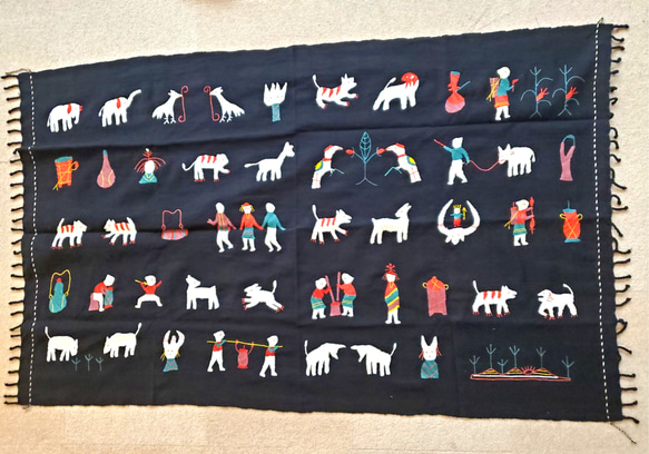 一点物マルチカバー　ラグ　刺繍　少数民族　エスニック 正方形 楽天市場】【メール便送料無料】エスニック☆シングルマルチカバー