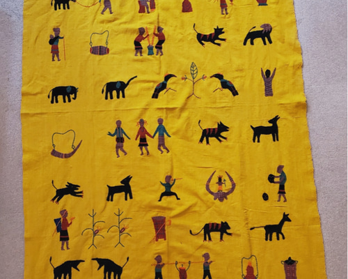 大人気新作 わか☆ミャンマー少数民族の刺繍布(ナガ族・チン族） ラグ
