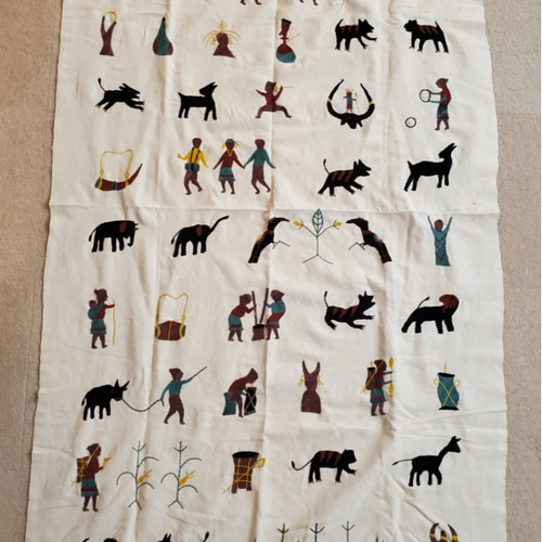 一点物インドミャンマー、チン族ナガ族手刺繍ゆるいエスニックマル  