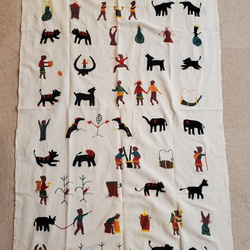 一点物インド、ミャンマーチン族ナガ族刺繍ゆるい柄マルチケットB(やや