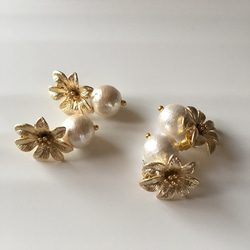 gold flower × cotton pearl     ～white～ 2枚目の画像