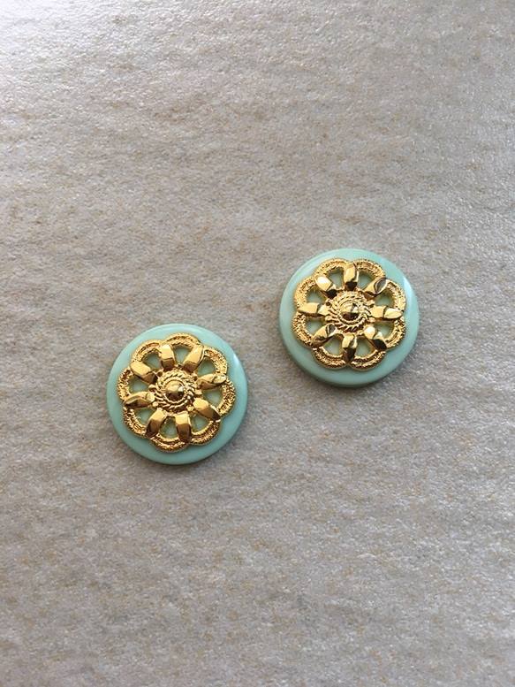 ⭐flower button  ～mint green～ 2枚目の画像