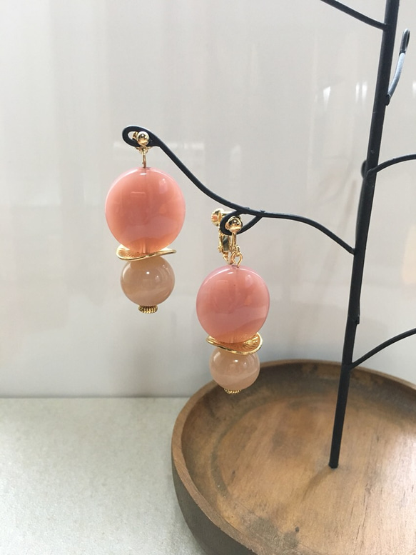 ❤pink and beige   ～piece/earrings～ 1枚目の画像