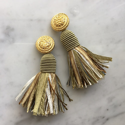 ⭐fringe tassel   ～khaki and gold～ 2枚目の画像