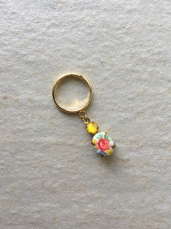 ❤Pinky ring    ～vintage flower yellow～ 1枚目の画像