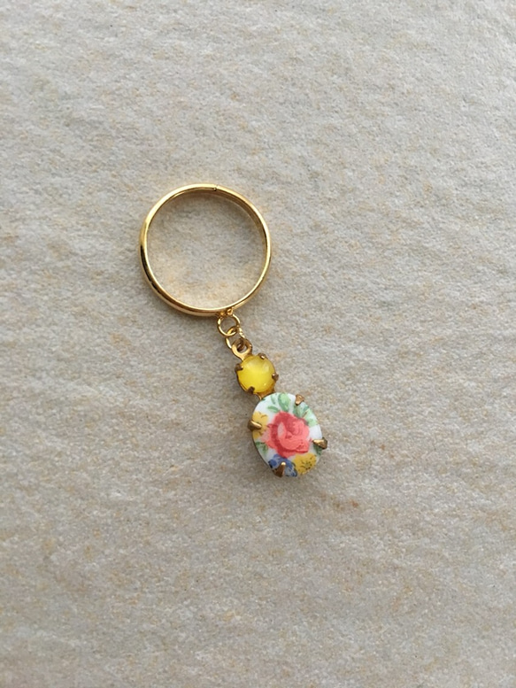 ❤Pinky ring    ～vintage flower yellow～ 2枚目の画像