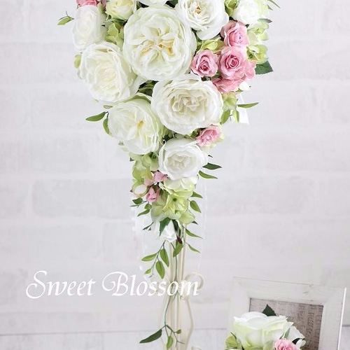 オーダーメイド】セミキャスケードブーケ＆ブートニア ☆ ウェディング