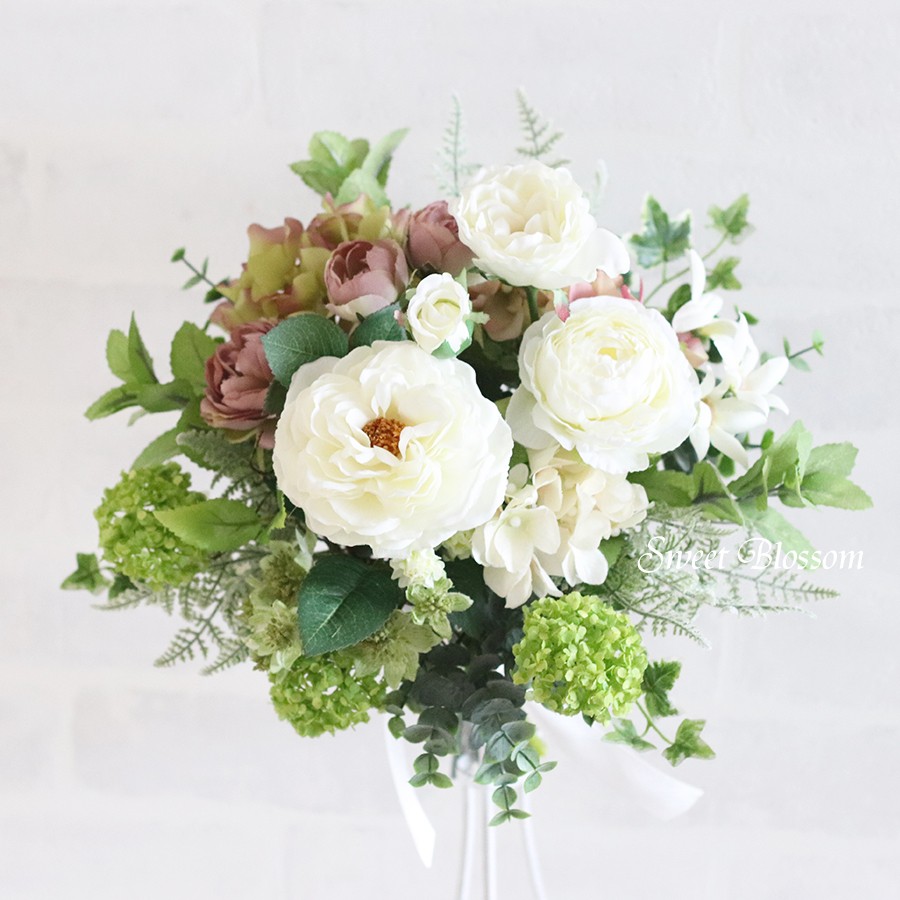 オーダーメイド】クラッチブーケ＆ブートニア ウエディングブーケ2点  