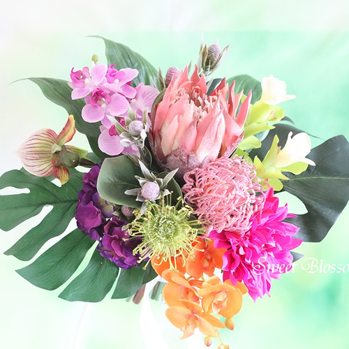 オーダーメイド】トロピカルブーケ＆ブートニア ウエディングブーケ2点