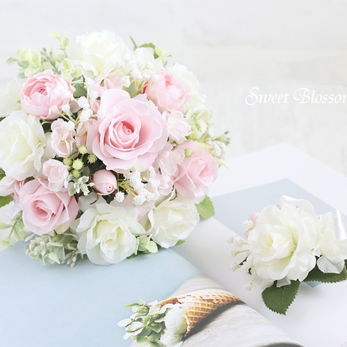 オーダーメイド】ナチュラルブーケ・ブートニア・ヘッドパーツ3点