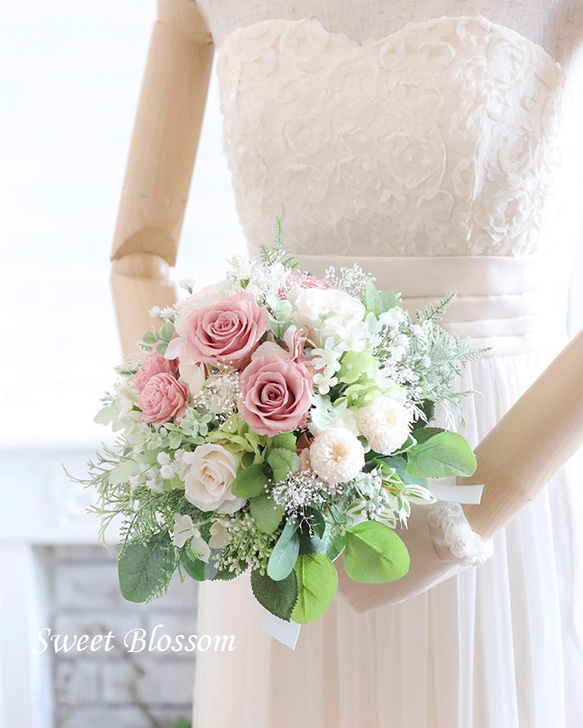 【オーダーメイド】プリザーブドフラワーのナチュラルブーケ＆ブートニア 造花