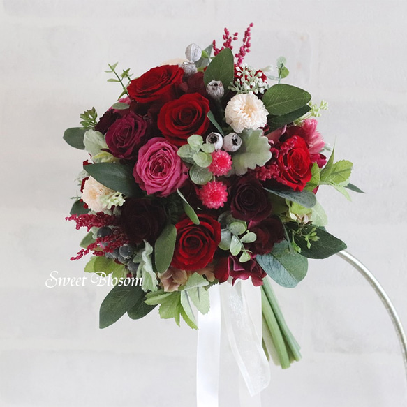 プリザーブドフラワーブーケ・ブートニアセット プリザーブド