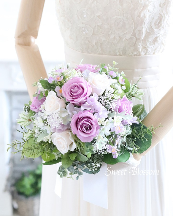 【オーダーメイド】プリザーブドフラワーのナチュラルブーケ＆ブートニア 造花