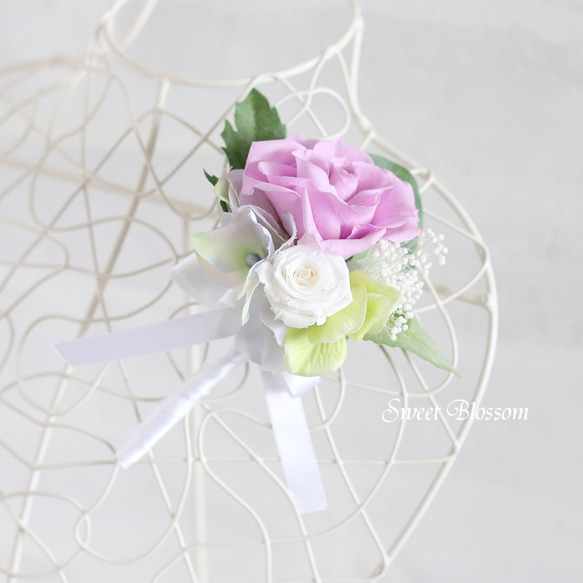 【オーダーメイド】プリザーブドフラワーのナチュラルブーケ＆ブートニア 造花