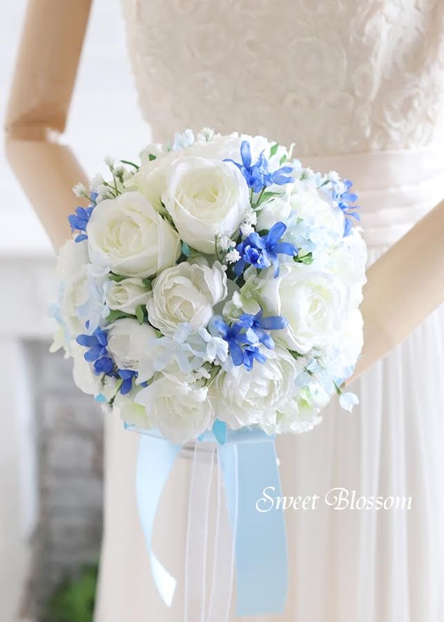 【オーダーメイド】ラウンドブーケM・ブートニア・ヘッドパーツ3点セット