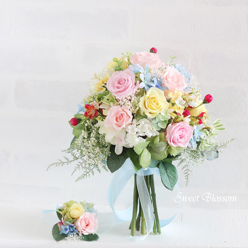 オーダーメイド】プリザーブドフラワーのナチュラルブーケ・ブートニア