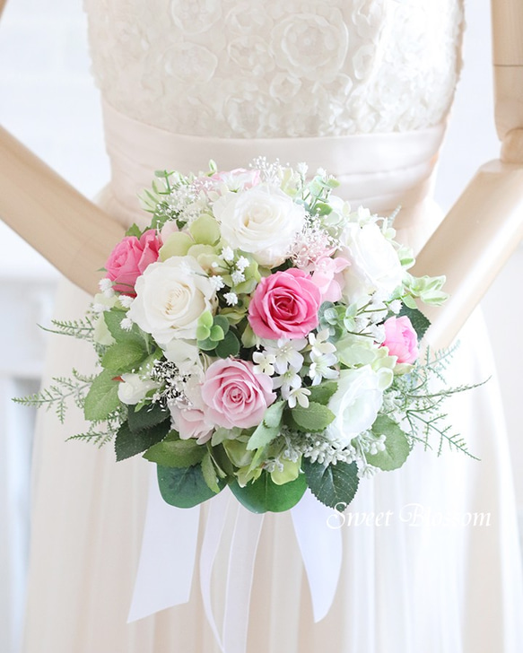 【オーダーメイド】プリザーブドフラワーのナチュラルブーケ＆ブートニア 造花