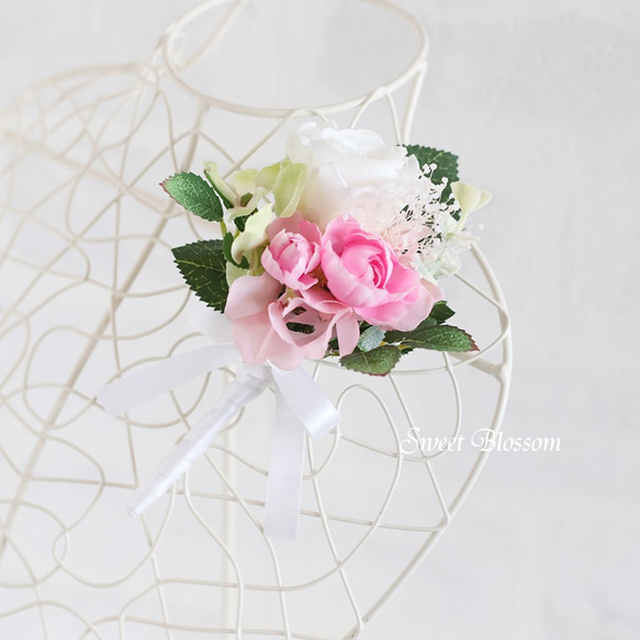 【オーダーメイド】プリザーブドフラワーのナチュラルブーケ＆ブートニア 造花