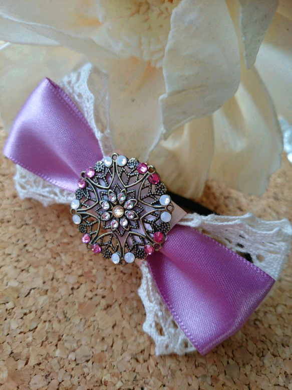 181Lb シズクパープル　ヘアゴム　ヘアアクセサリー　プリンセス　くるみボタン 181Lb シズクパープル ヘアゴム ヘアアクセサリー プリンセス くるみ