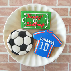 【文字入れ可】サッカーアイテム（３点セット）アイシングクッキー【fufua】 1枚目の画像