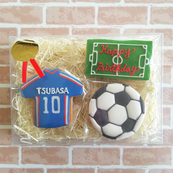 【文字入れ可】サッカーアイテム（３点セット）アイシングクッキー【fufua】 4枚目の画像