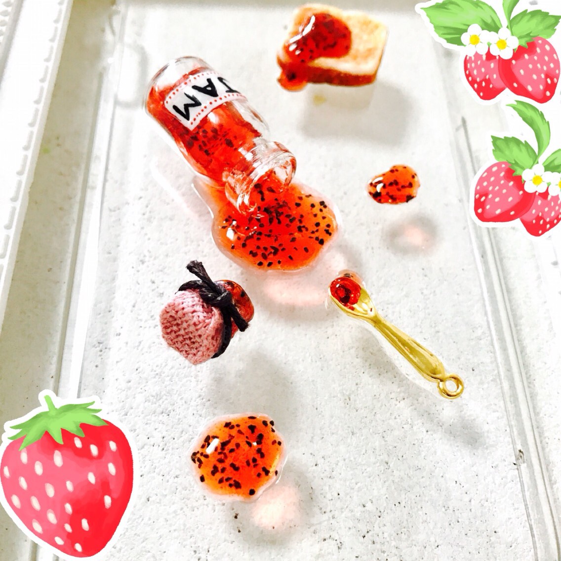 再販×6＊”こぼれちゃったイチゴのジャム瓶＋こんがりトースト食べよ” iPhoneケース/カバー＊他機種応相談