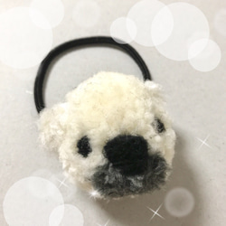 再販×2＊”耳まで ふわふわ ちびくまさん” ヘアゴム orヘアピンorピンブローチ＊polar bear 白くま 1枚目の画像