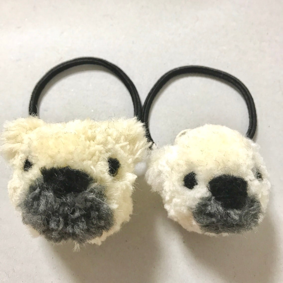 再販×2＊”耳まで ふわふわ ちびくまさん” ヘアゴム orヘアピンorピンブローチ＊polar bear 白くま 4枚目の画像